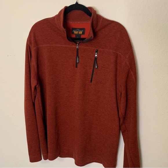 Orvis Shirts Mens Orvis Trout Bum Orange Wool Blend Quarter Zip